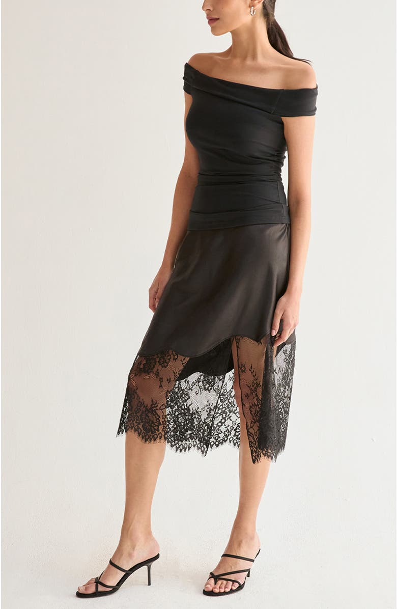 CRESCENT Beaded Mini Skirt, Alternate, color, Black