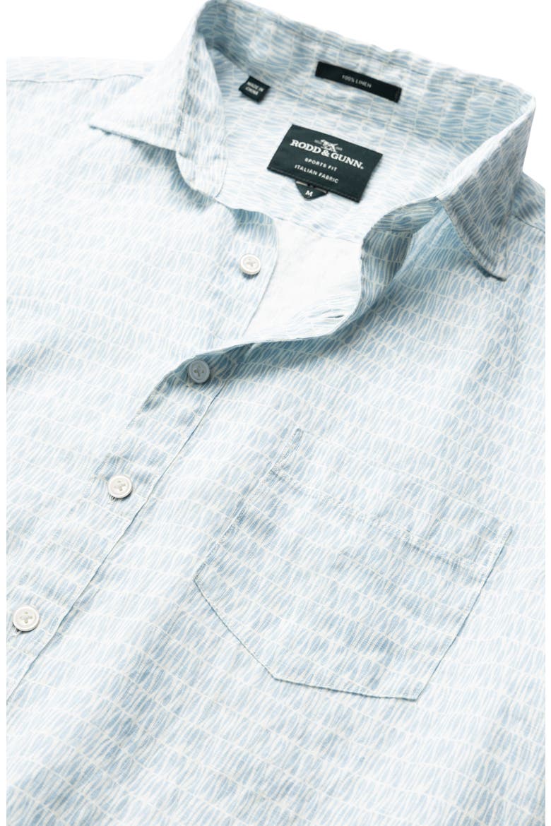 Glenene Sports Fit Microprint Short Sleeve Linen Button-Up Shirt, Alternate, color, DUSK