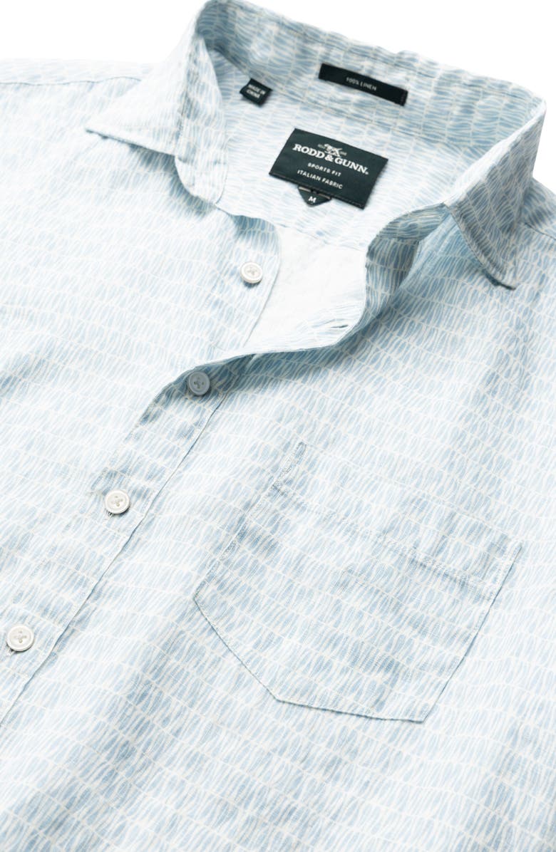 Rodd & Gunn Glenene Sports Fit Microprint Short Sleeve Linen Button-Up Shirt, Alternate, color, 