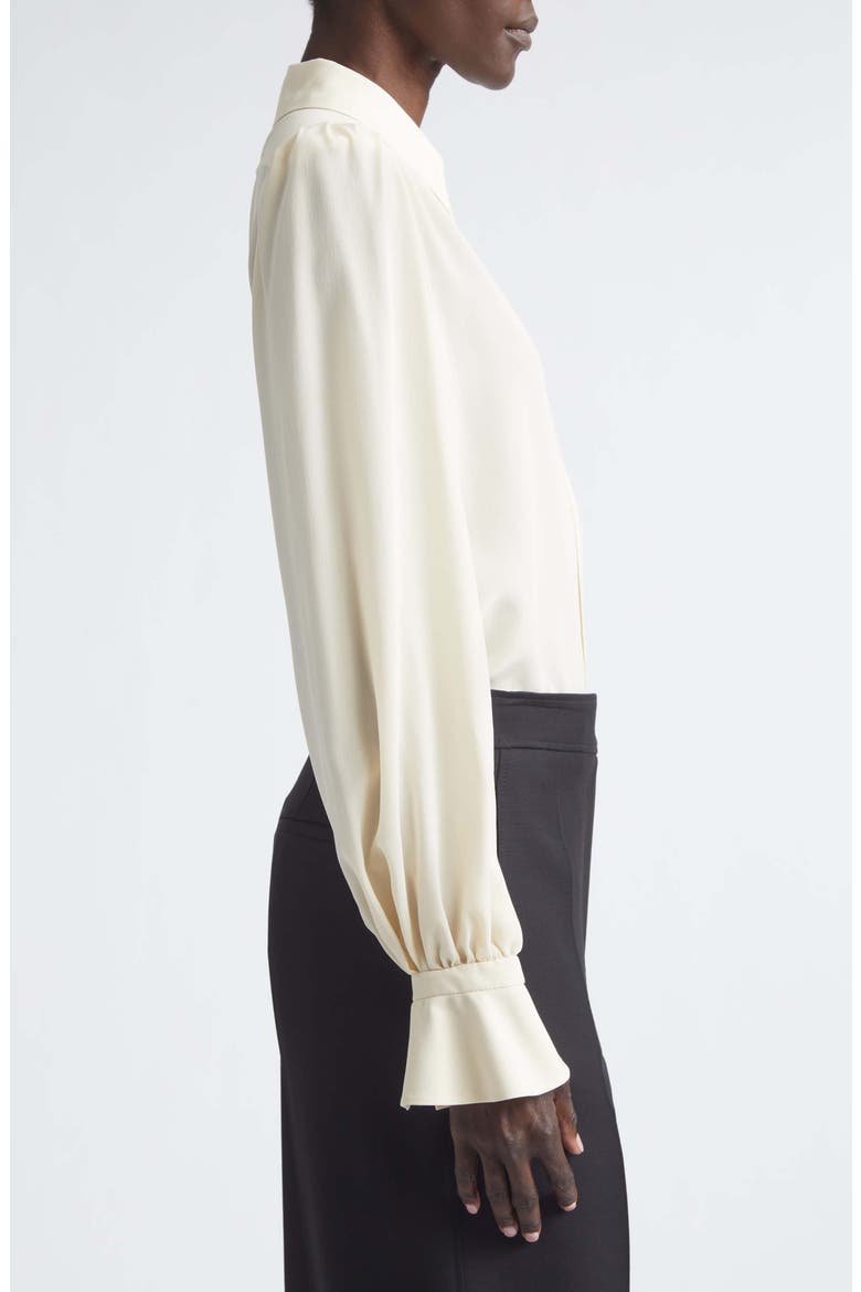 Campionari Silk Crepe Button-Up Shirt, Alternate, color, VANILLA