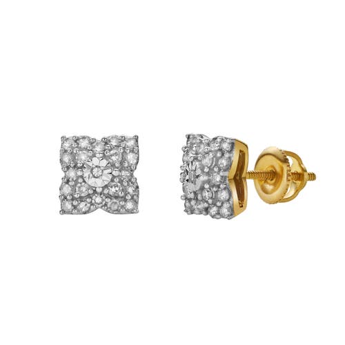 Luvmyjewelry Sombra 10k Yellow Gold Diamond Unisex Earrings In 10k Yellow Gold