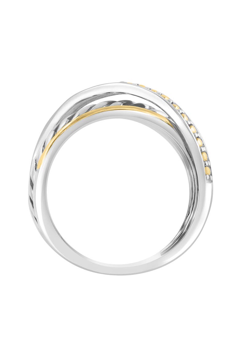 Sterling Silver & 18K Gold Crisscross Ring, Alternate, color, SILVER