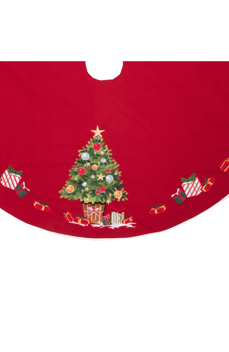 C&F Home Holiday Presents 100% Cotton Red Christmas Tree Skirt 54", Alternate, color, Red