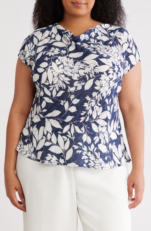 Floral Cowl Neck Top (Plus)
