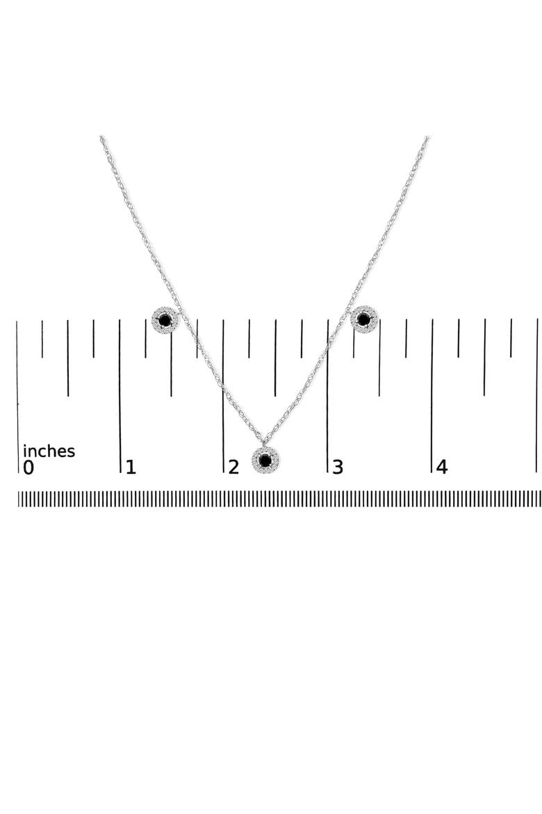.925 Sterling Silver 5/8 Cttw Black Diamond 3 Station with Halo Necklace, Alternate, color, Silver