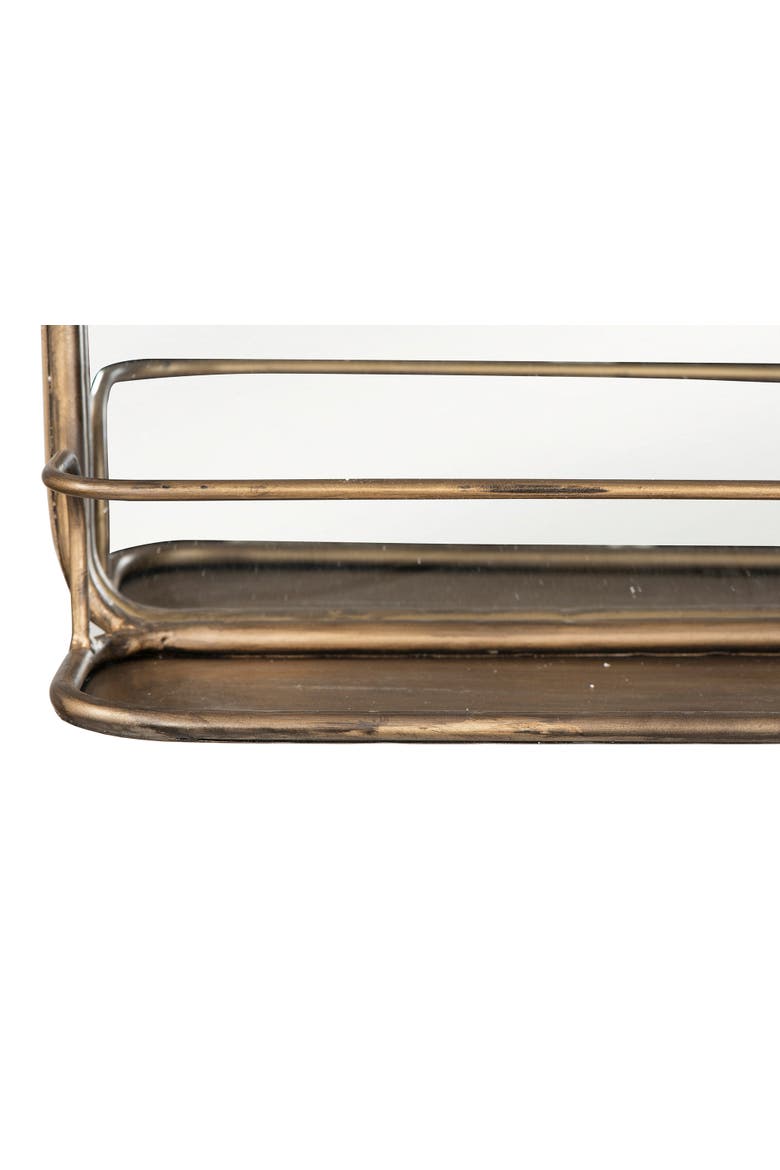 Wide Metal Framed Wall Mirror with Shelf, Brass, Alternate, color, Brass
