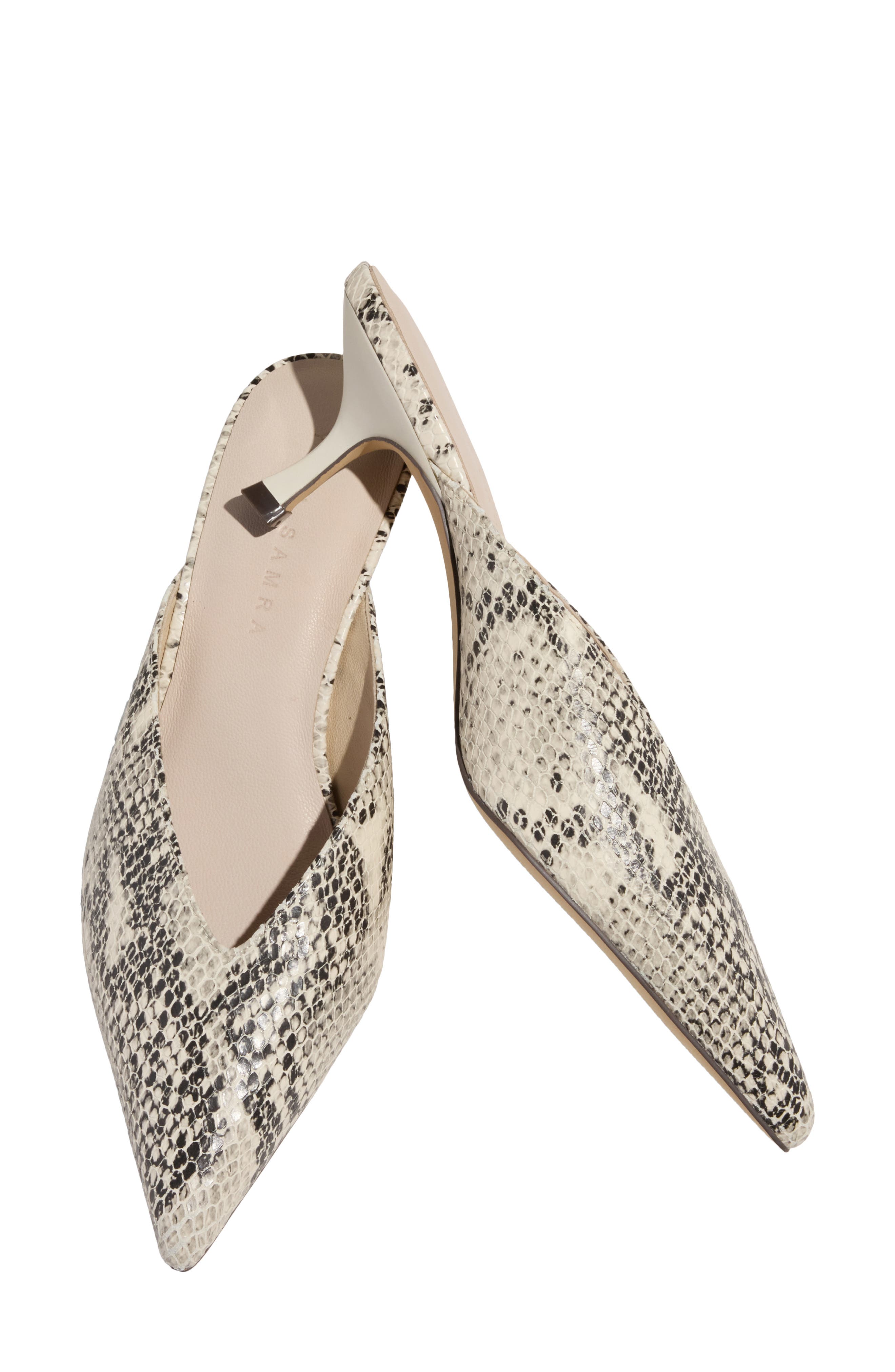 Yosi Samra Remi Pointed Toe Kitten Heel Mule, Alternate, color, Snake