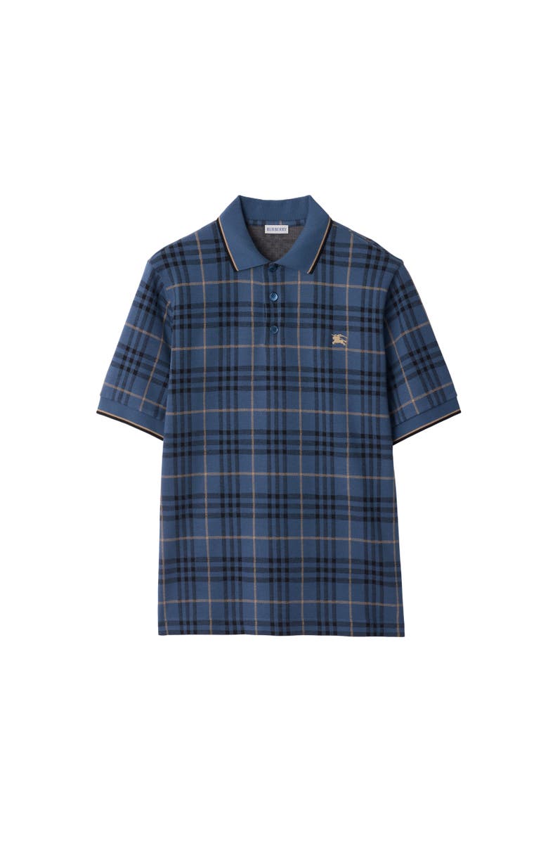 Burberry Check Cotton Polo Shirt, Alternate, color, Bay Blue