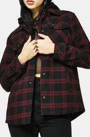 Disturbia Trellis Hooded Check Shacket