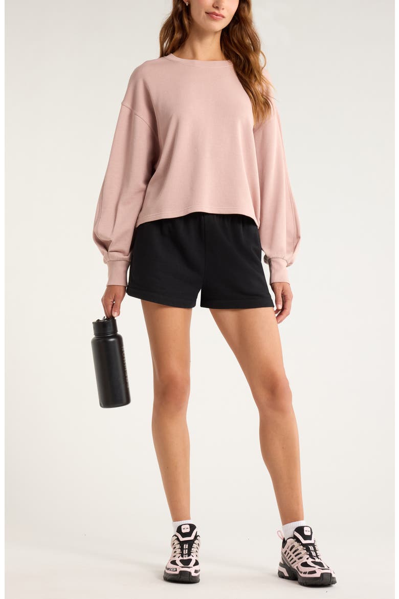 Go Easy French Terry Crewneck Sweatshirt, Alternate, color, PINK FAWN