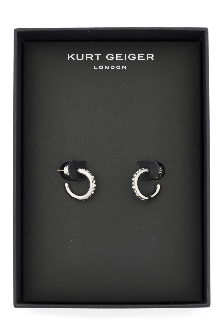 Pavé Crystal Mini Huggie Hoop Earrings, Main, color, SILVER