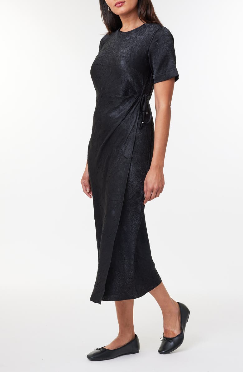 Scotch & Soda Crushed Satin Wrap Front Midi Dress, Alternate, color, 