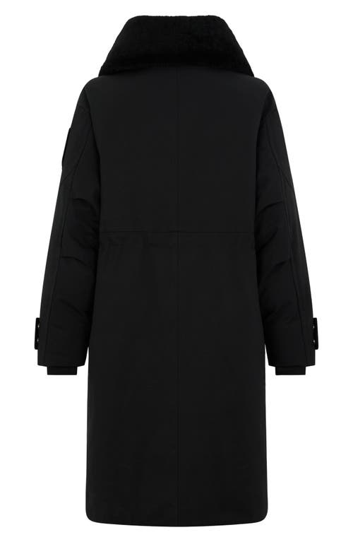 Moose Knuckles Original Storm Water Repellent Genuine Shearling Lined 800 Fill Power Down Parka In Black