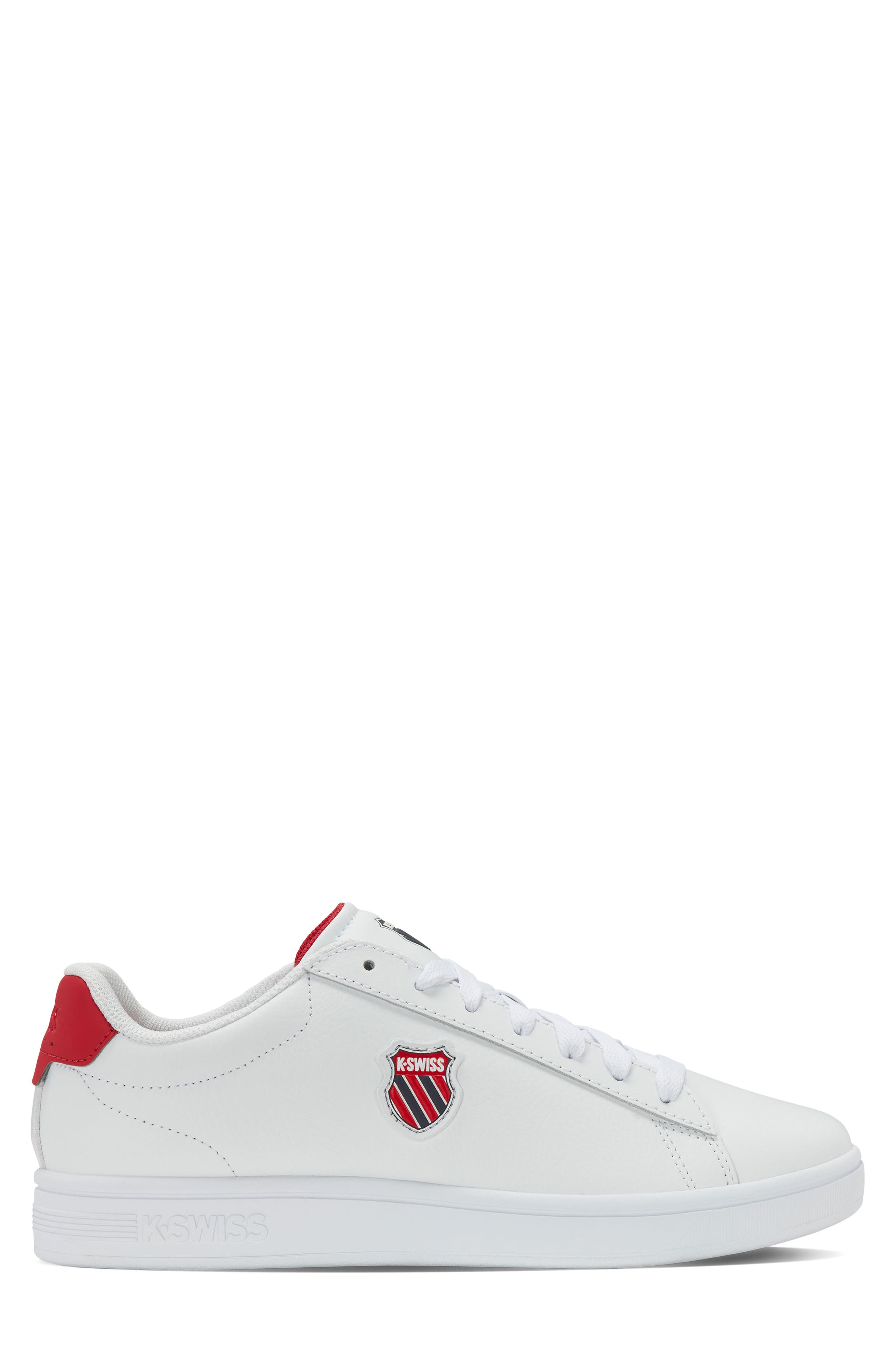 Court Shield II Leather Sneaker, Alternate, color, WHITE/ PEACOAT/ MARS RED