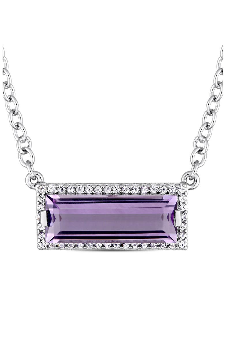 Sterling Silver Baguette Amethyst & Diamond Necklace, Main, color, PURPLE