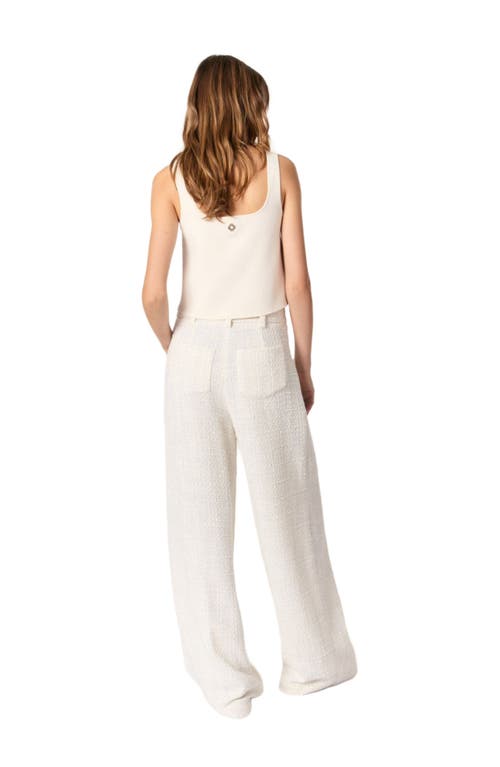Maje Tweed Wide-leg Trousers In Ecru