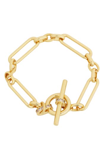Panacea Crystal Link Toggle Bracelet In Gold