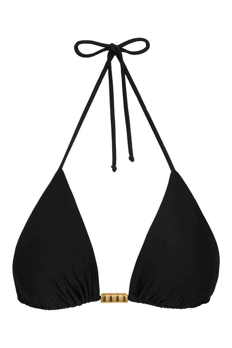Bessie Triangle Bikini Top, Alternate, color, BLACK