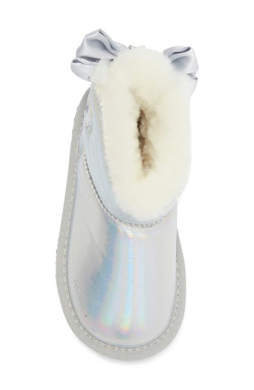 Doe A Dear Kids' Rhinestone Tassel Faux Fur Trim Boot In Silver