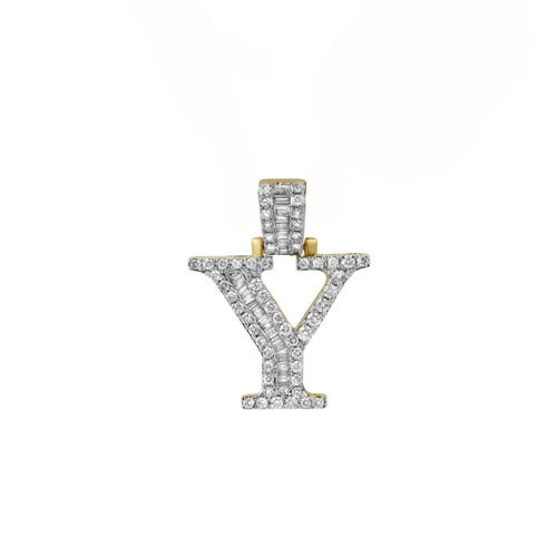 Luvmyjewelry Y Initial Diamond Pendant 10k Yellow Gold In 10k Yellow Gold
