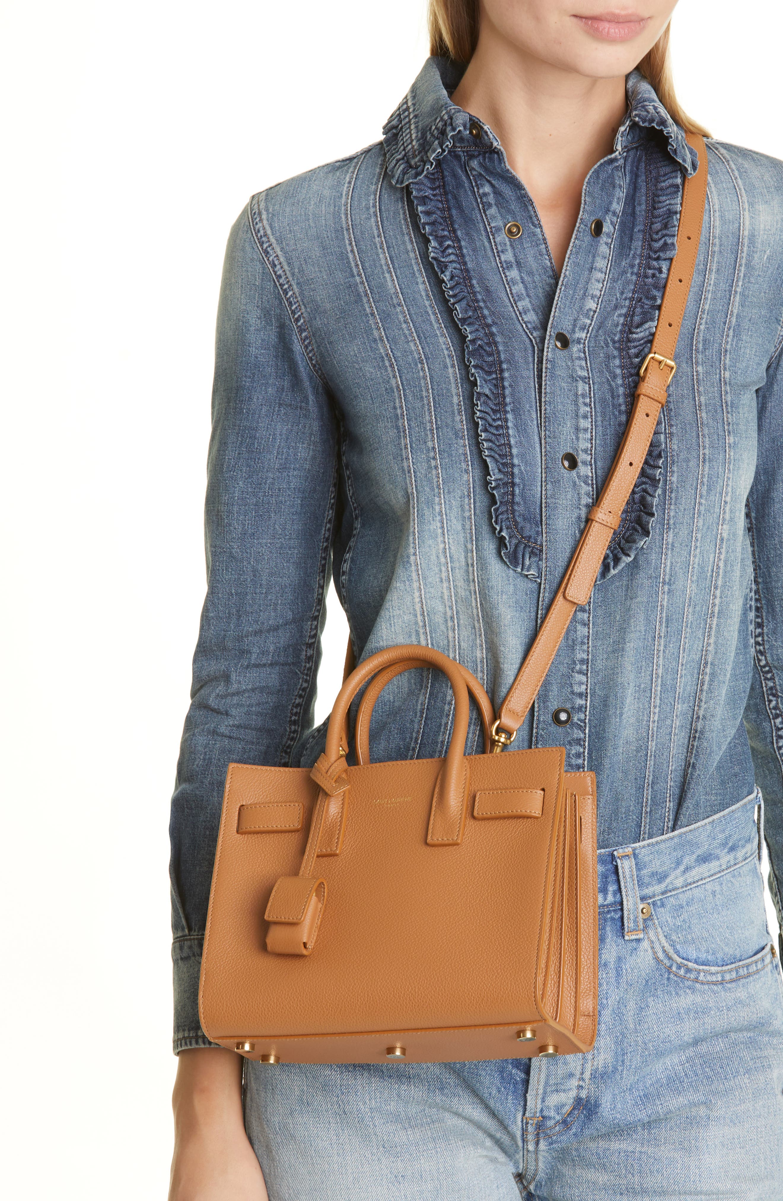 Saint Laurent Nano Sac de Jour Grained Leather Tote, Alternate, color, 