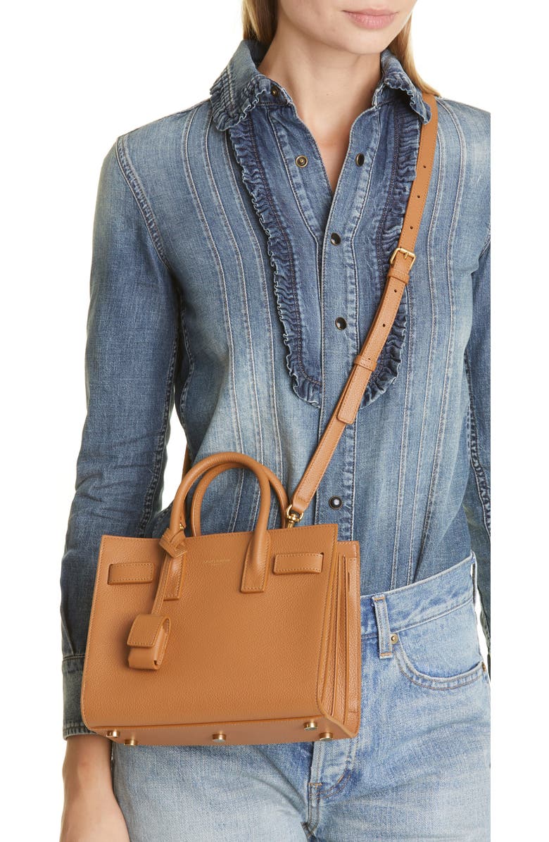 Saint Laurent Nano Sac de Jour Grained Leather Tote, Alternate, color,