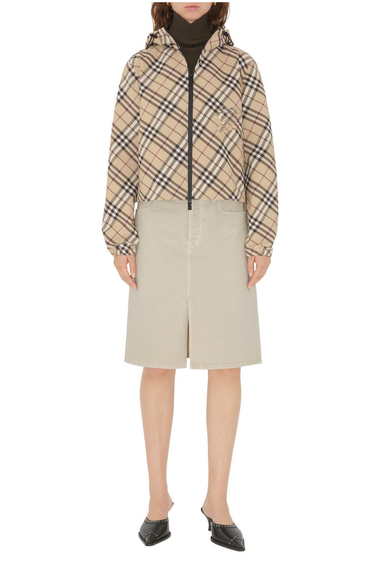 Burberry Check Hooded Jacket, Main, color, Alabaster