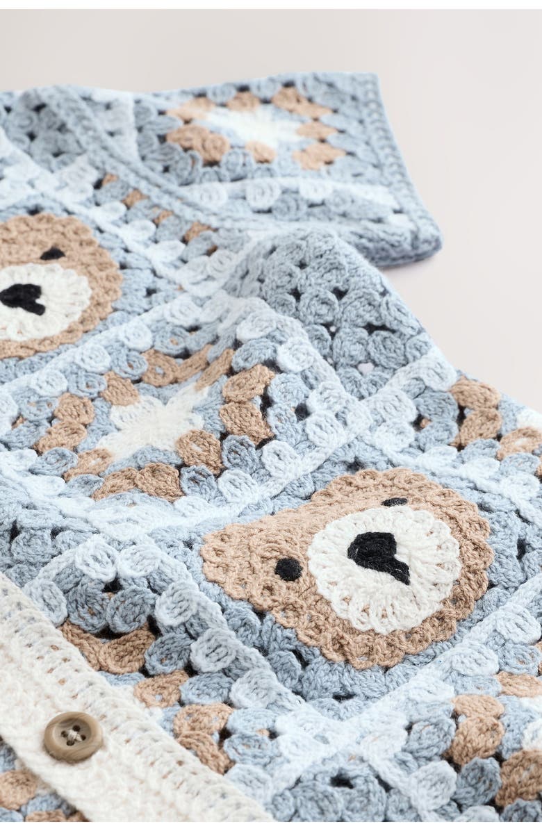 NEXT Kids' Teddy Cotton Blend Crochet Button-Up Shirt, Alternate, color, Blue