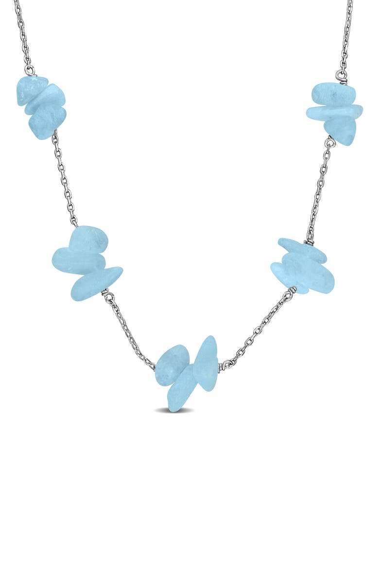 DELMAR Gemstone Station Necklace, Main, color, Blue