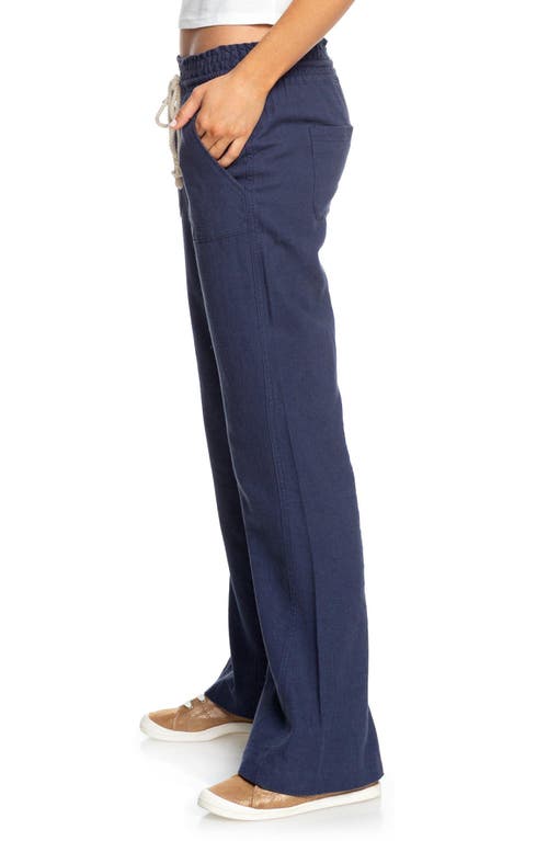 ROXY ROXY OCEANSIDE LINEN BLEND DRAWSTRING PANTS