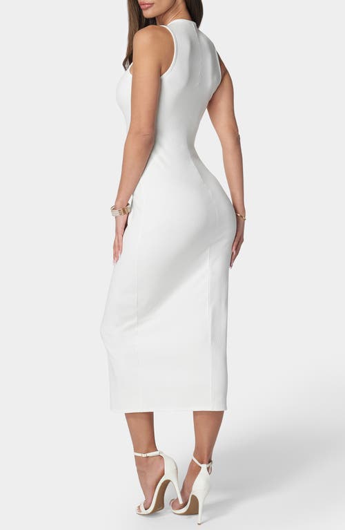 Bebe Ribbed Midi Tank Dress In White