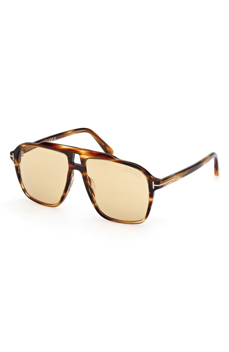 TOM FORD Autari 56mm Navigator Sunglasses, Alternate, color, Havana/ Other / Brown