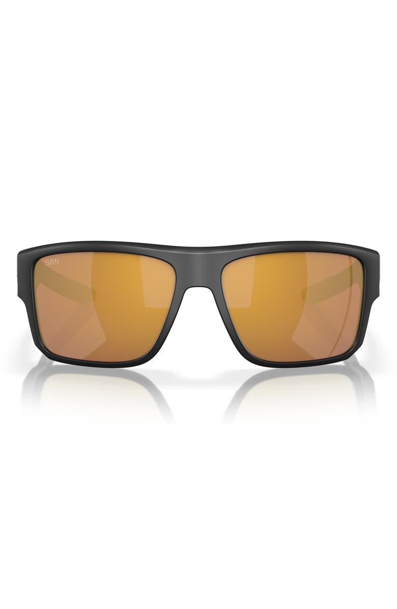 Costa Del Mar Taxman 59mm Polarized Square Sunglasses, Main, color, Matte Black/ Gold Mirror