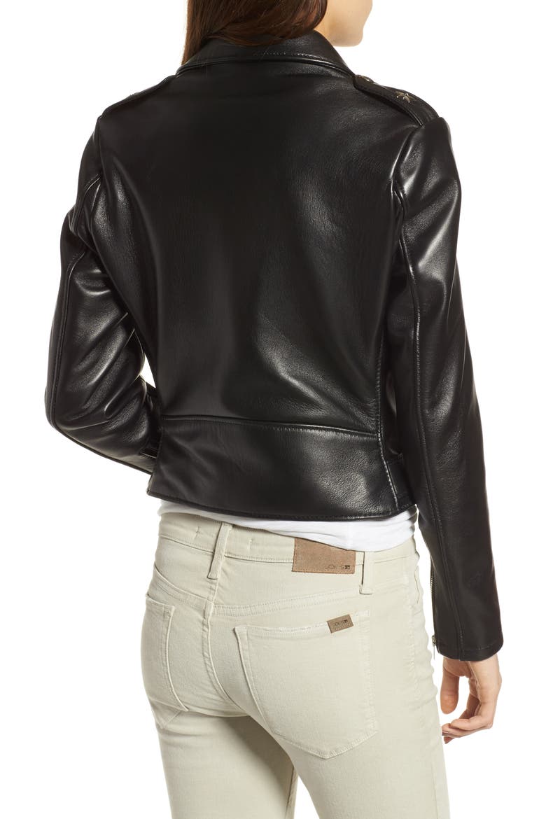Crop Leather Jacket, Alternate, color, BLACK