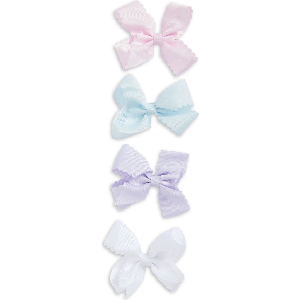 Capelli New York Kids' Assorted 4-pack Scalloped Bow Clips In Pink Pastel Combo
