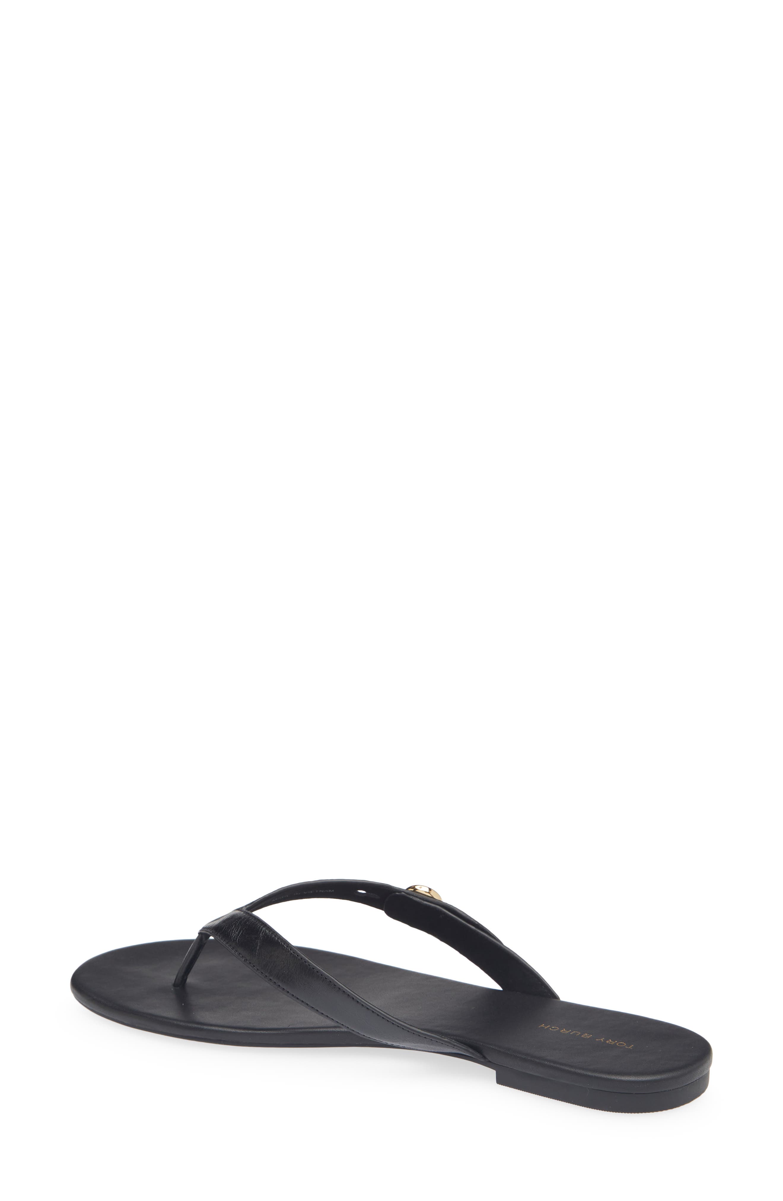 Tory Burch Romy Leather Thong Sandal, Alternate, color, Perfect Black