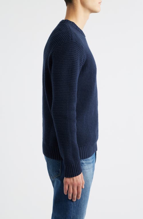 James Campbell Laggan Waffle Stitch Crewneck Sweater In Blue