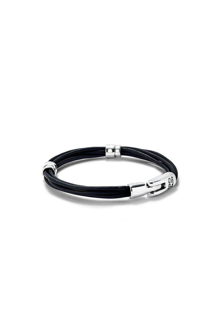 Double Wrap Leather Bracelet, Alternate, color, Silver
