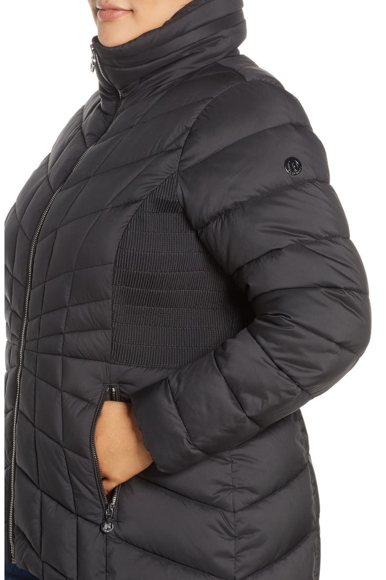 Packable Water Resistant Down & EcoPlume Coat, Alternate, color, BLACK