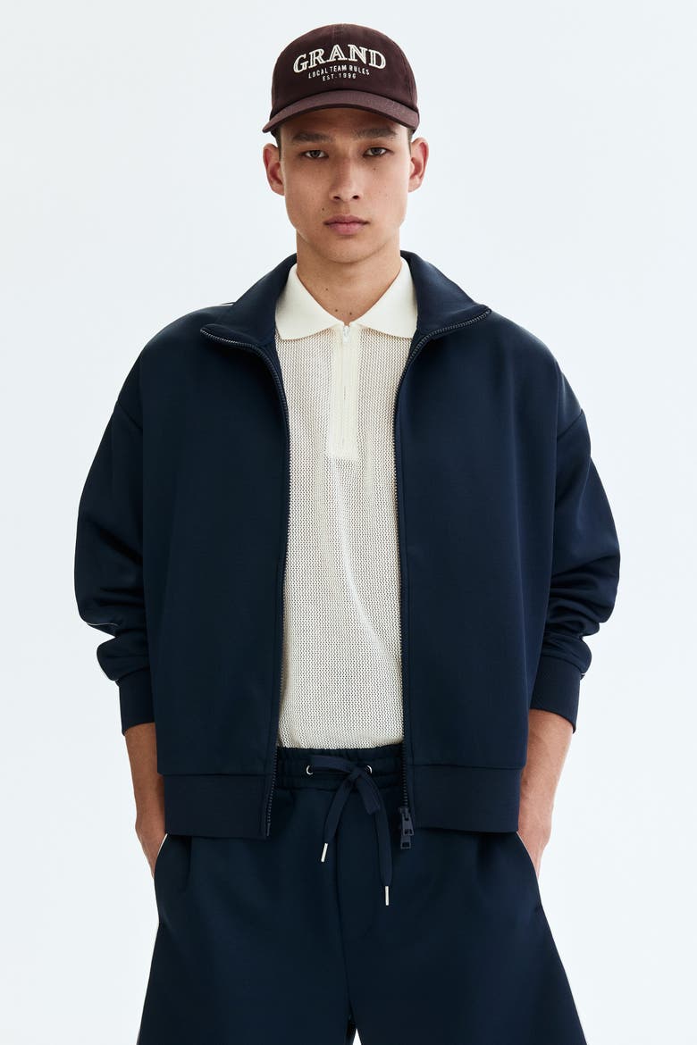 Relaxed-fit Scuba Knit Track Jacket, Main, color, Navy blue