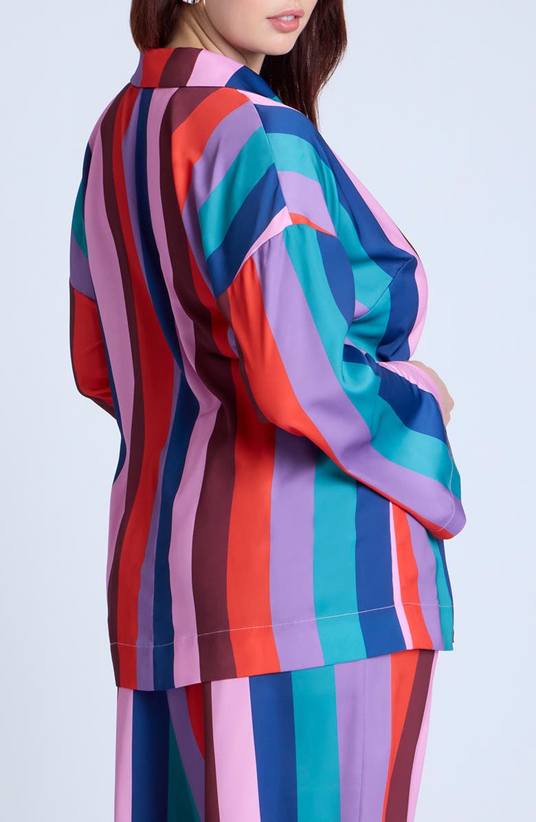 ELOQUII Stripe Double Breasted Blazer, Alternate, color, 