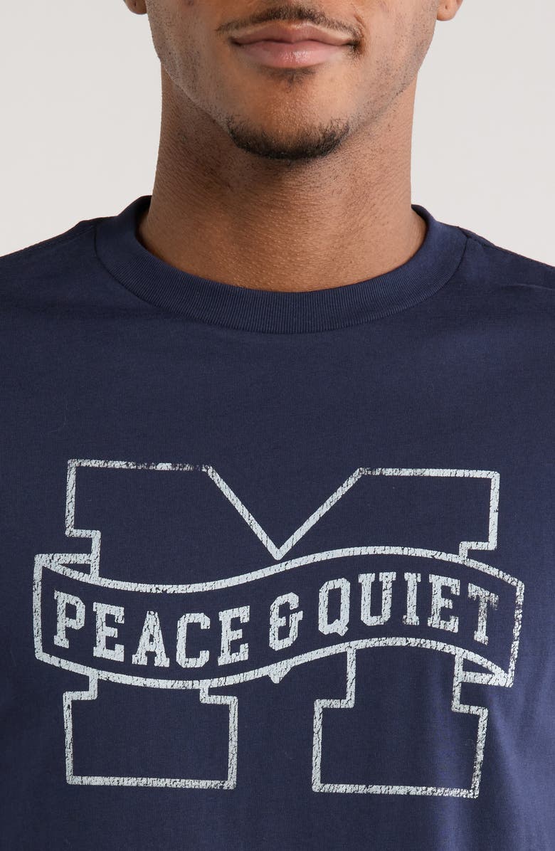 Museum of Peace & Quiet Banner Logo Cotton T-Shirt, Alternate, color, Navy