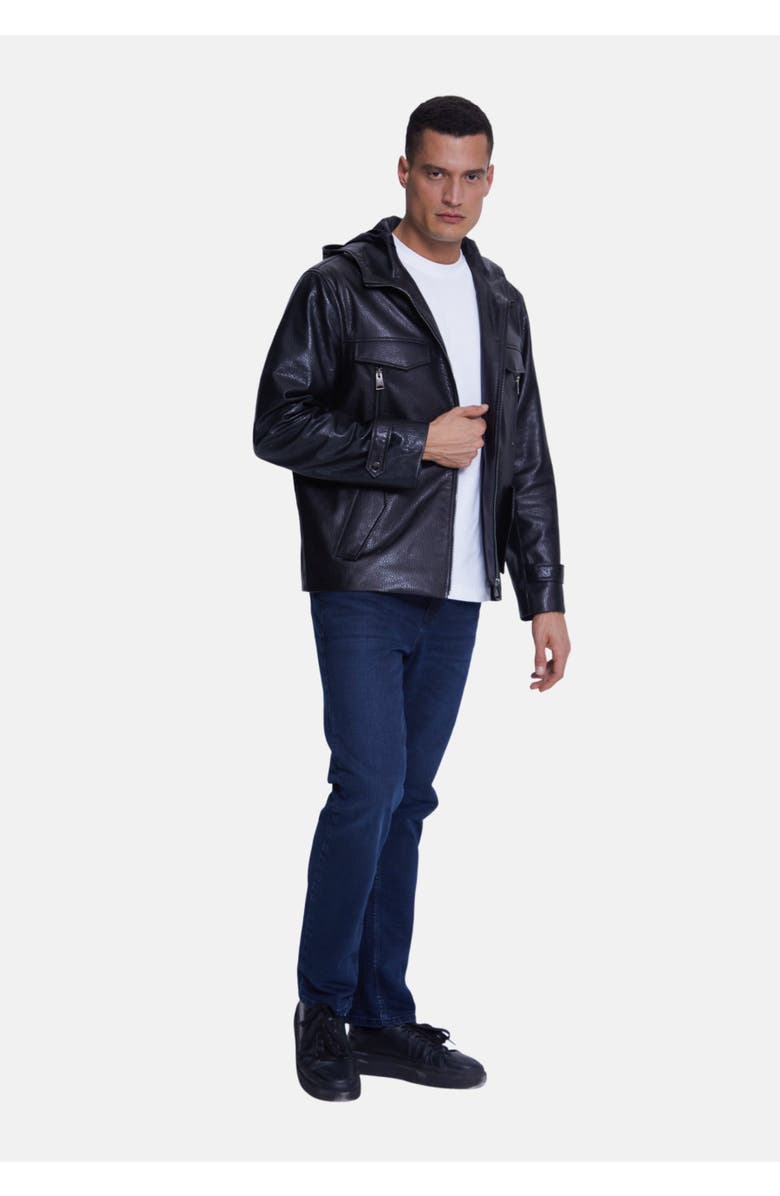 Furniq UK Adrian Leather Jacket, Alternate, color, Black