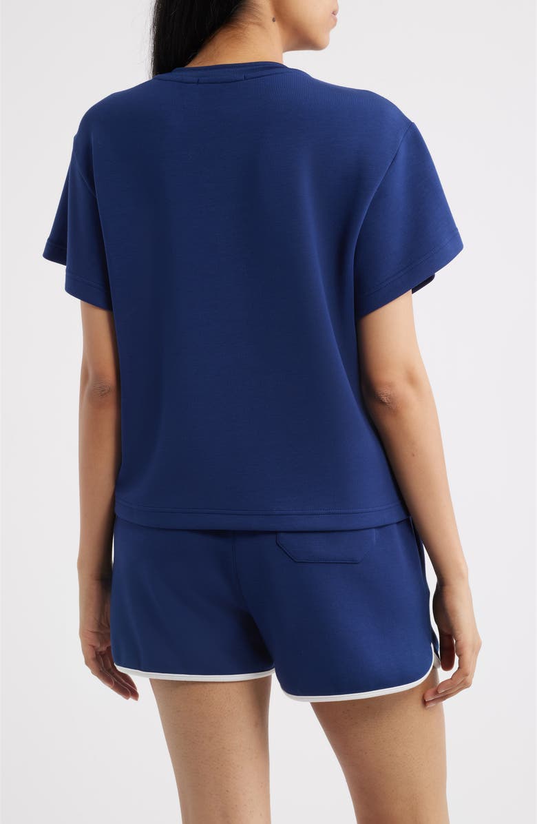 Bernardo Rib Trim Crop T-Shirt, Alternate, color, Medieval Blue
