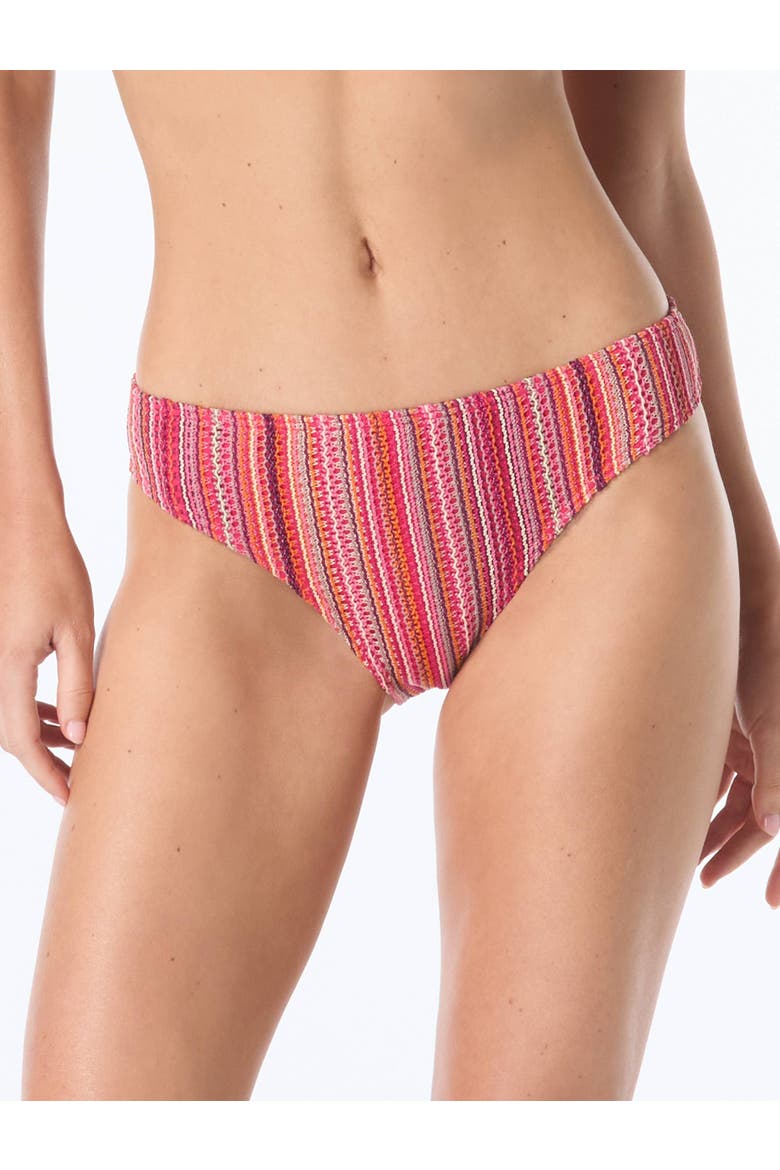 Crochet High Cut Bikini Swim Bottom, Main, color, Pink Multi