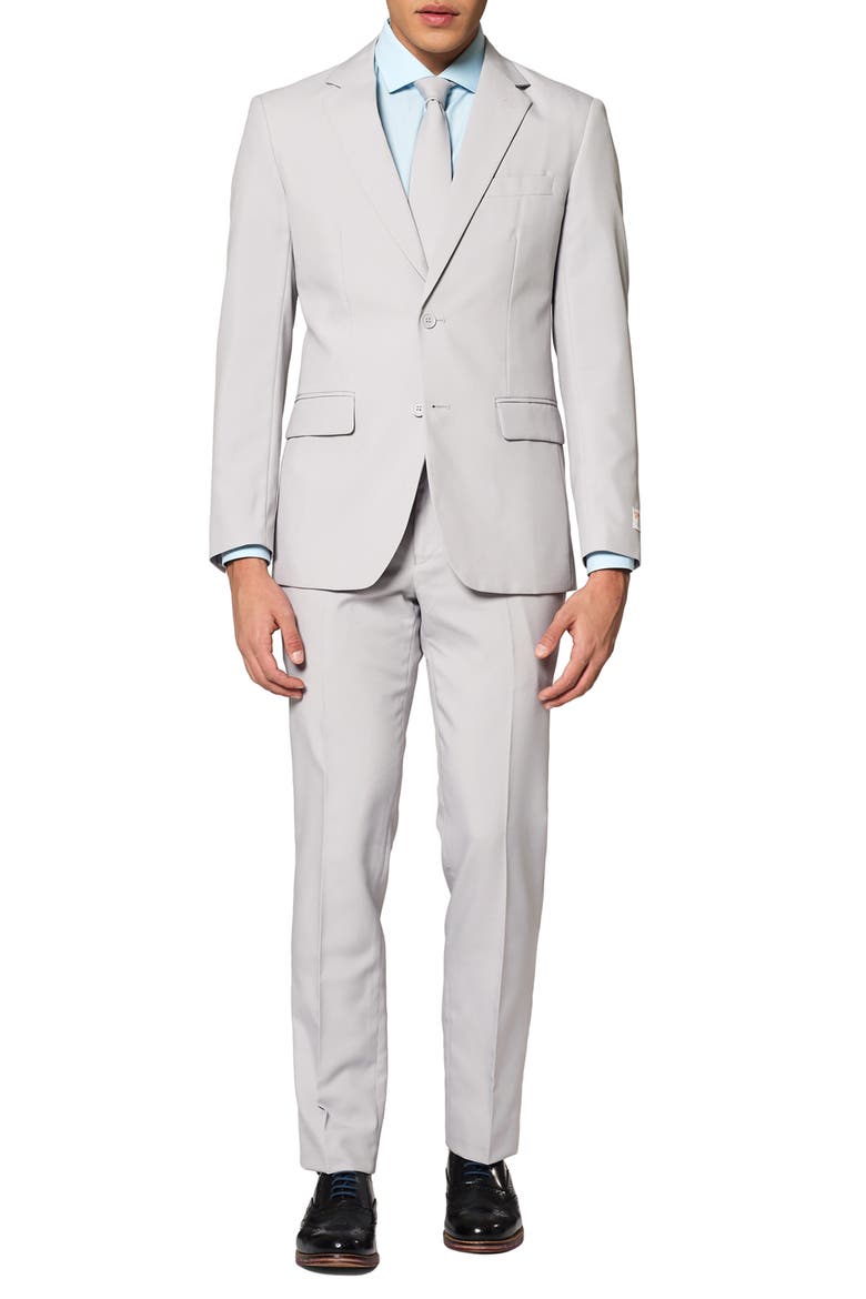 Groovy Grey Slim Fit Two-Piece Suit & Tie Set, Main, color, MEDIUM GREY