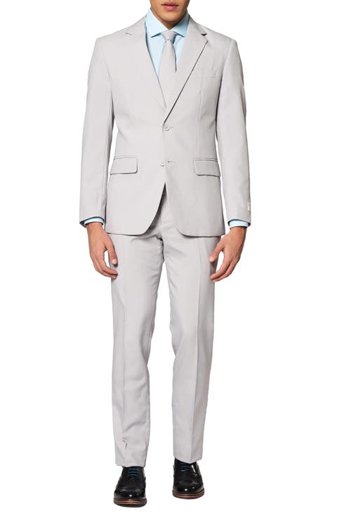 Groovy Grey Trim Fit 2-Piece Suit with Tie