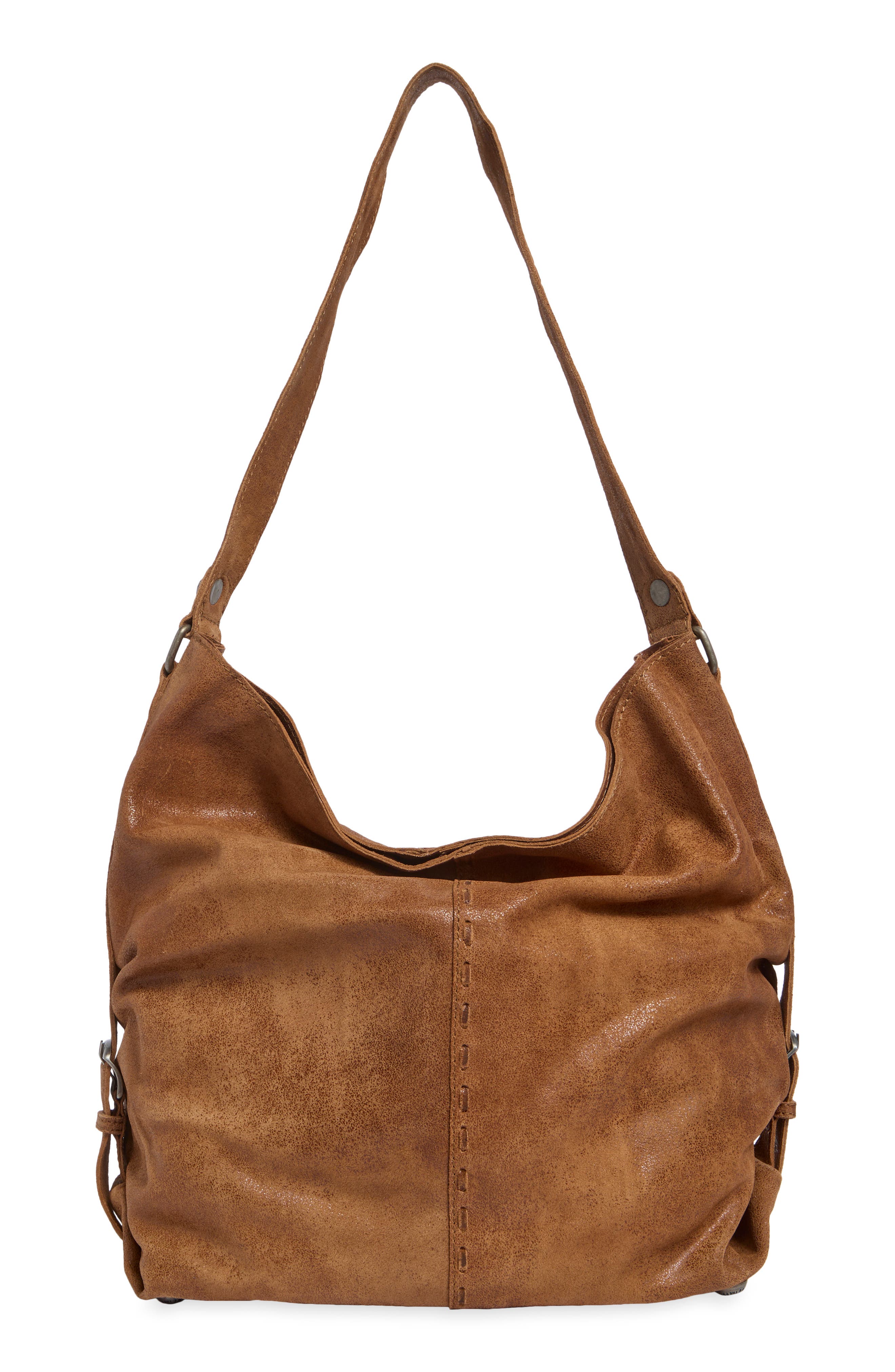 Dallas Distressed Leather Shoulder Bag, Alternate, color, COGNAC