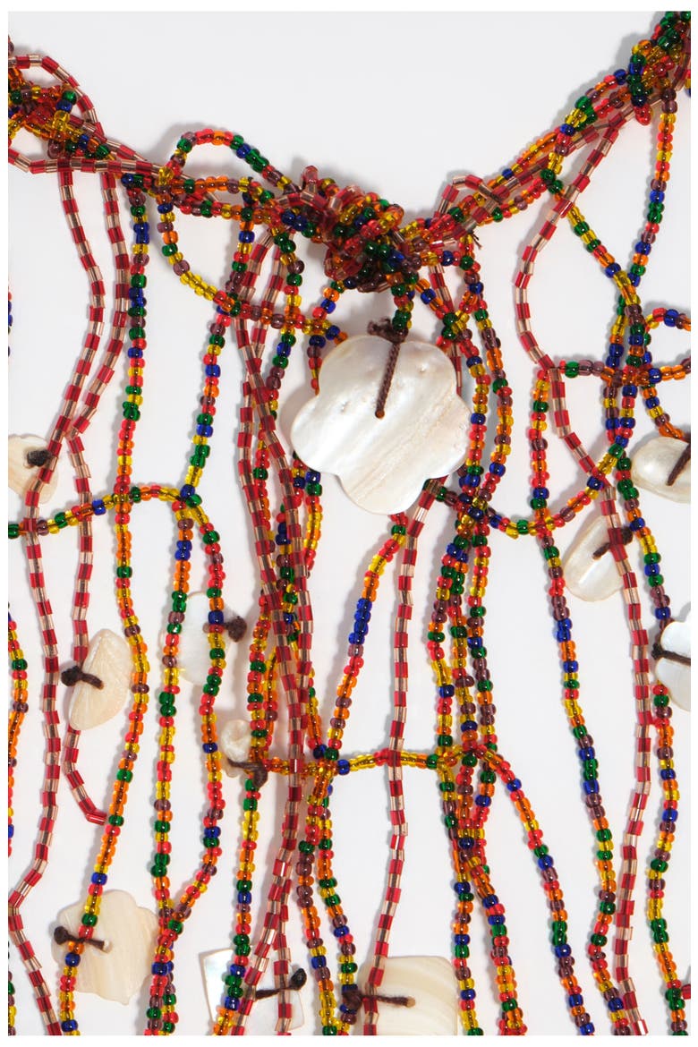 Beaded Mother-Of-Pearl Tassel Necklace, Alternate, color, GARNET