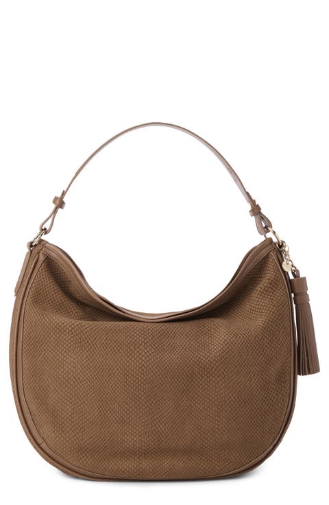 Kathleen Snake Embossed Leather Shoulder Bag